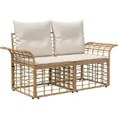 vidaXL Buiten bank set 10 st Natuurlijk en Crème Wit Polyester