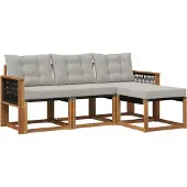 vidaXL Buiten bank set 4 st Naturel en lichtgrijs