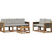 vidaXL Buiten bank set 6 st Naturel en lichtgrijs
