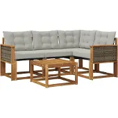 vidaXL Buiten bank set 5 st Naturel en lichtgrijs