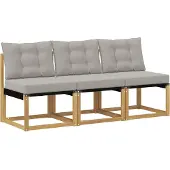 vidaXL 3 Stuk Buiten Midden Sofa Massief acaciahout en Textilene-stof