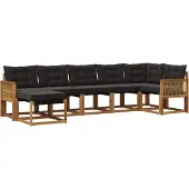 vidaXL Buiten bank set 7 st Naturel en Zwart