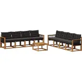 vidaXL Buiten bank set 9 st Naturel en Zwart