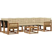 vidaXL Buiten bank set 8 st Natuurlijk en Beige