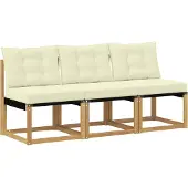 vidaXL 3 st Buiten Midden Sofa Massief acaciahout en Textilene-stof