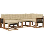 vidaXL Buiten bank set 6 st Natuurlijk en Beige