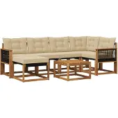 vidaXL Buiten bank set 7 st Natuurlijk en Beige
