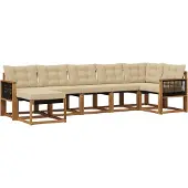 vidaXL Buiten bank set 7 st Natuurlijk en Beige