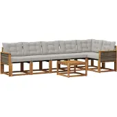 vidaXL Buiten bank set 7 st Naturel en lichtgrijs