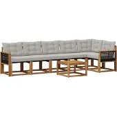 vidaXL Buiten bank set 7 st Naturel en lichtgrijs