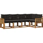 vidaXL Buiten bank set 5 st Naturel en Zwart