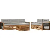 vidaXL Buiten bank set 6 st Naturel en lichtgrijs