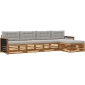 vidaXL Buiten bank set 5 st Naturel en lichtgrijs