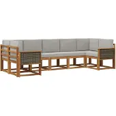vidaXL Buiten bank set 7 st Naturel en lichtgrijs