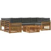 vidaXL Buiten bank set met kussen 7 pcs Natuurlijk en Antraciet