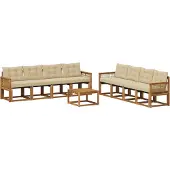 vidaXL Buiten bank set 9 st Natuurlijk en Beige