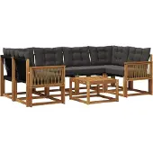 vidaXL Buiten bank set 7 st Naturel en Zwart