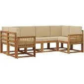 vidaXL Buiten bank set 6 st Natuurlijk en Beige Massief Acacia Hout