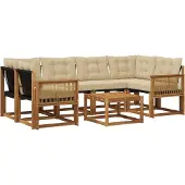 vidaXL Buiten bank set 7 st Natuurlijk en Beige