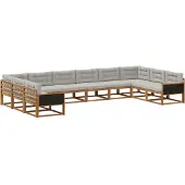 vidaXL Buiten bank set 10 st Naturel en lichtgrijs