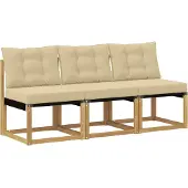 vidaXL 3 Stuk Buiten Midden Sofa Massief acaciahout en Textilene-stof