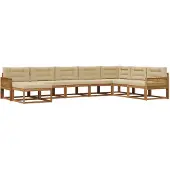 vidaXL Buiten bank set 8 st Natuurlijk en Beige