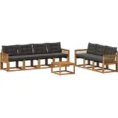 vidaXL Buiten bank set 8 st Naturel en Zwart