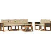 vidaXL Buiten bank set 7 st Natuurlijk en Beige
