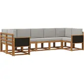 vidaXL Buiten bank set 7 st Naturel en lichtgrijs