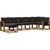 vidaXL Buiten bank set 7 st Naturel en Zwart