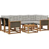 vidaXL Buiten bank set 7 st Naturel en lichtgrijs