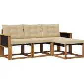 vidaXL Buiten bank set 4 st Natuurlijk en Beige