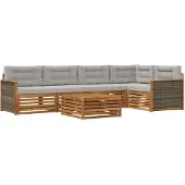 vidaXL Buiten bank set 6 st Naturel en lichtgrijs