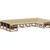 vidaXL Buiten bank set 10 st Natuurlijk en Beige
