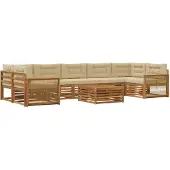 vidaXL Buiten bank set 8 st Natuurlijk en Beige