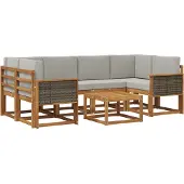 vidaXL Buiten bank set 5 st Naturel en lichtgrijs