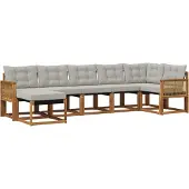 vidaXL Buiten bank set 7 st Naturel en lichtgrijs