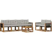 vidaXL Buiten bank set 7 st Naturel en lichtgrijs