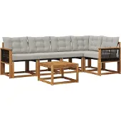 vidaXL Buiten bank set 6 st Naturel en lichtgrijs