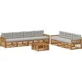 vidaXL Buiten bank set 8 st Naturel en lichtgrijs