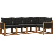 vidaXL Buiten bank set 5 st Naturel en Zwart
