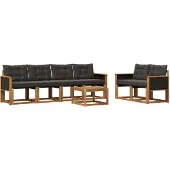 vidaXL Buiten bank set 7 st Naturel en Zwart