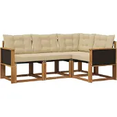 vidaXL Buiten bank set 4 st Natuurlijk en Beige