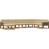 vidaXL Buiten bank set 8 st Natuurlijk en Beige