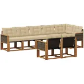 vidaXL Buiten bank set 8 st Natuurlijk en Beige