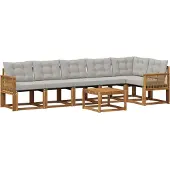 vidaXL Buiten bank set 7 st Naturel en lichtgrijs