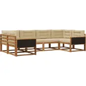 vidaXL Buiten bank set 6 st Natuurlijk en Beige
