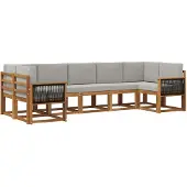 vidaXL Buiten bank set 7 st Naturel en lichtgrijs