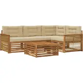 vidaXL Buiten bank set 5 st Natuurlijk en Beige