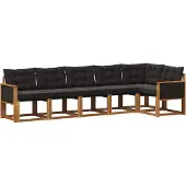vidaXL Buiten bank set 6 st Naturel en Zwart